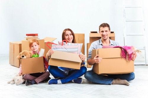Moving van and household items prepared for an Earls Court relocation