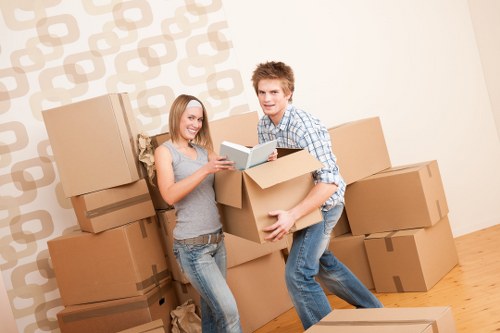 Packed household items ready for transport in Earls Court