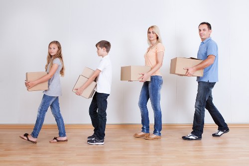 Office furniture and files prepared for relocation near Earls Court