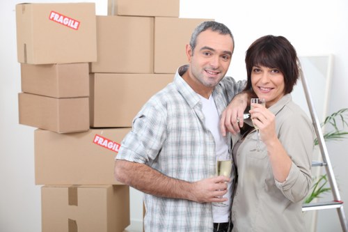 Packaged household items and furniture ready for Earls Court removals